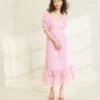 Loeffler Randall Addison Pink Puff-Sleeve Dress