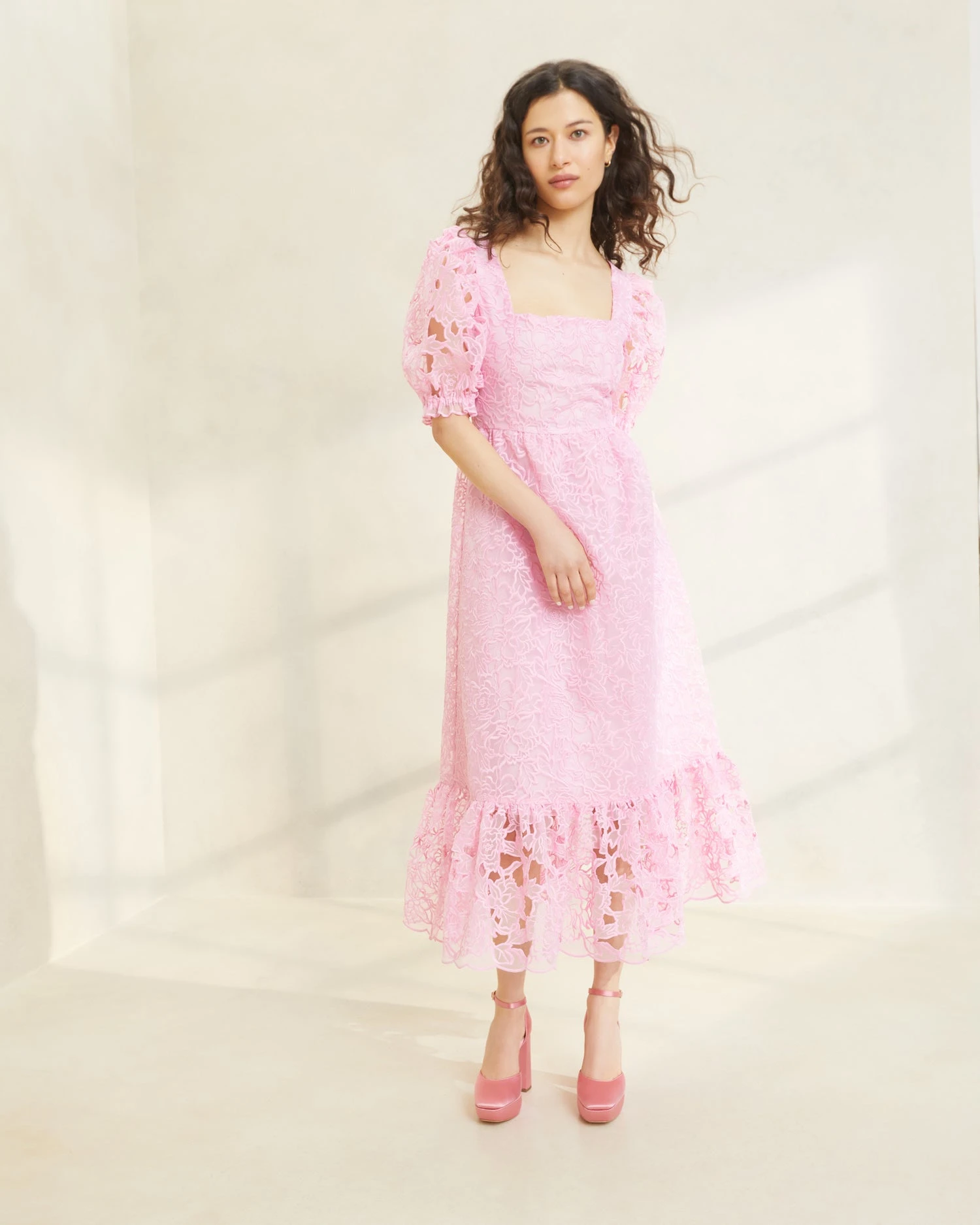 Loeffler Randall Addison Pink Puff-Sleeve Dress 1 Loeffler Randall Addison Pink Puff-Sleeve Dress