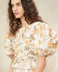 Loeffler Randall Anna Floral Puff-Sleeve Peplum Top -Loeffler Randall ANNA CBFFL 069copy2 1