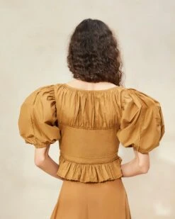 Loeffler Randall Anna Cigar Puff-Sleeve Peplum Top -Loeffler Randall ANNA CIGAR 073copy2 1