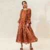 Loeffler Randall Antoinette Terracotta Tiered Lace Dress