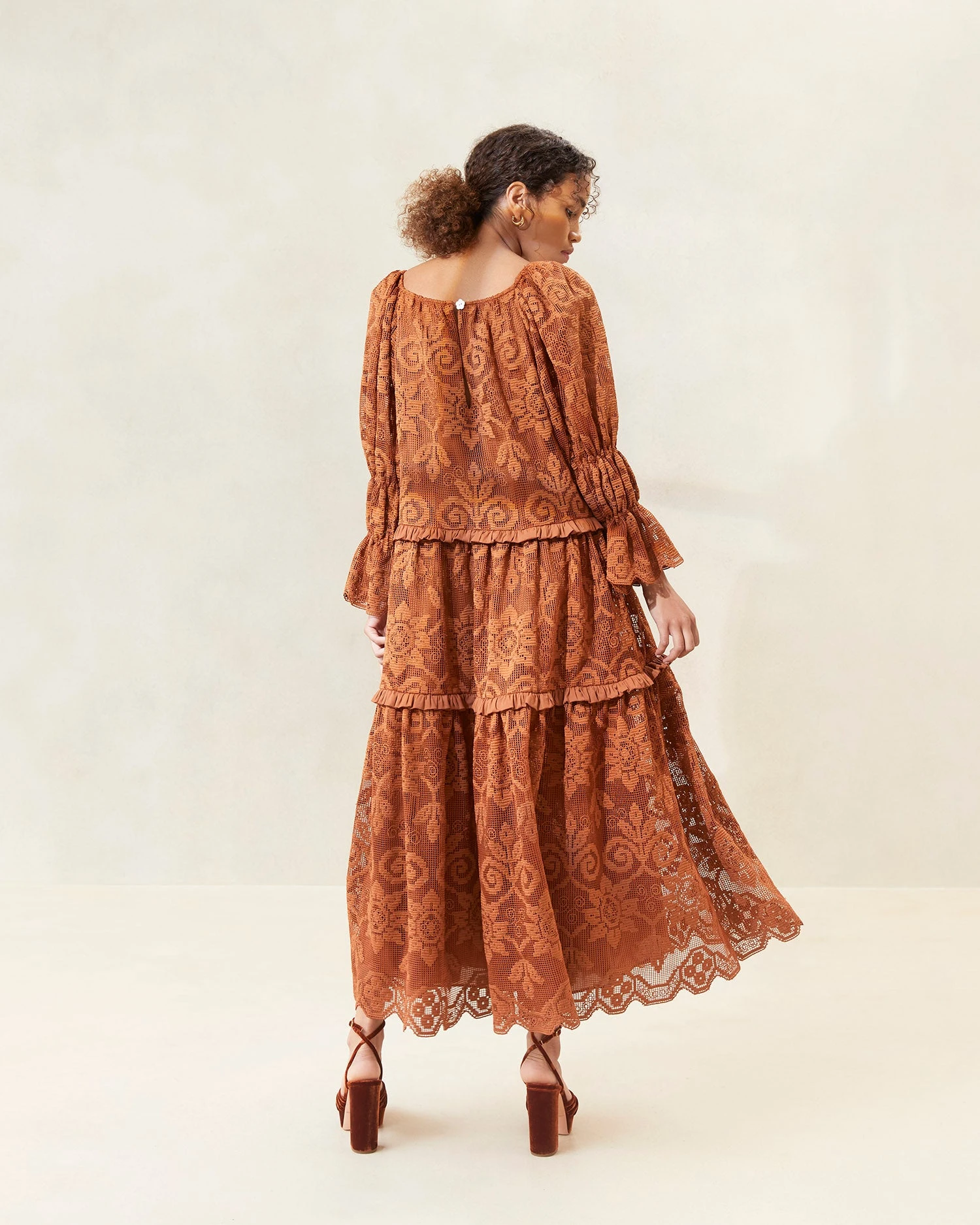 Loeffler Randall Antoinette Terracotta Tiered Lace Dress 2 Loeffler Randall Antoinette Terracotta Tiered Lace Dress - Image 2