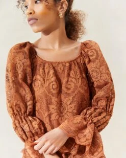 Loeffler Randall Antoinette Terracotta Tiered Lace Dress 5 Loeffler Randall Antoinette Terracotta Tiered Lace Dress -Loeffler Randall ANTOINETTE LACE TERRA 3