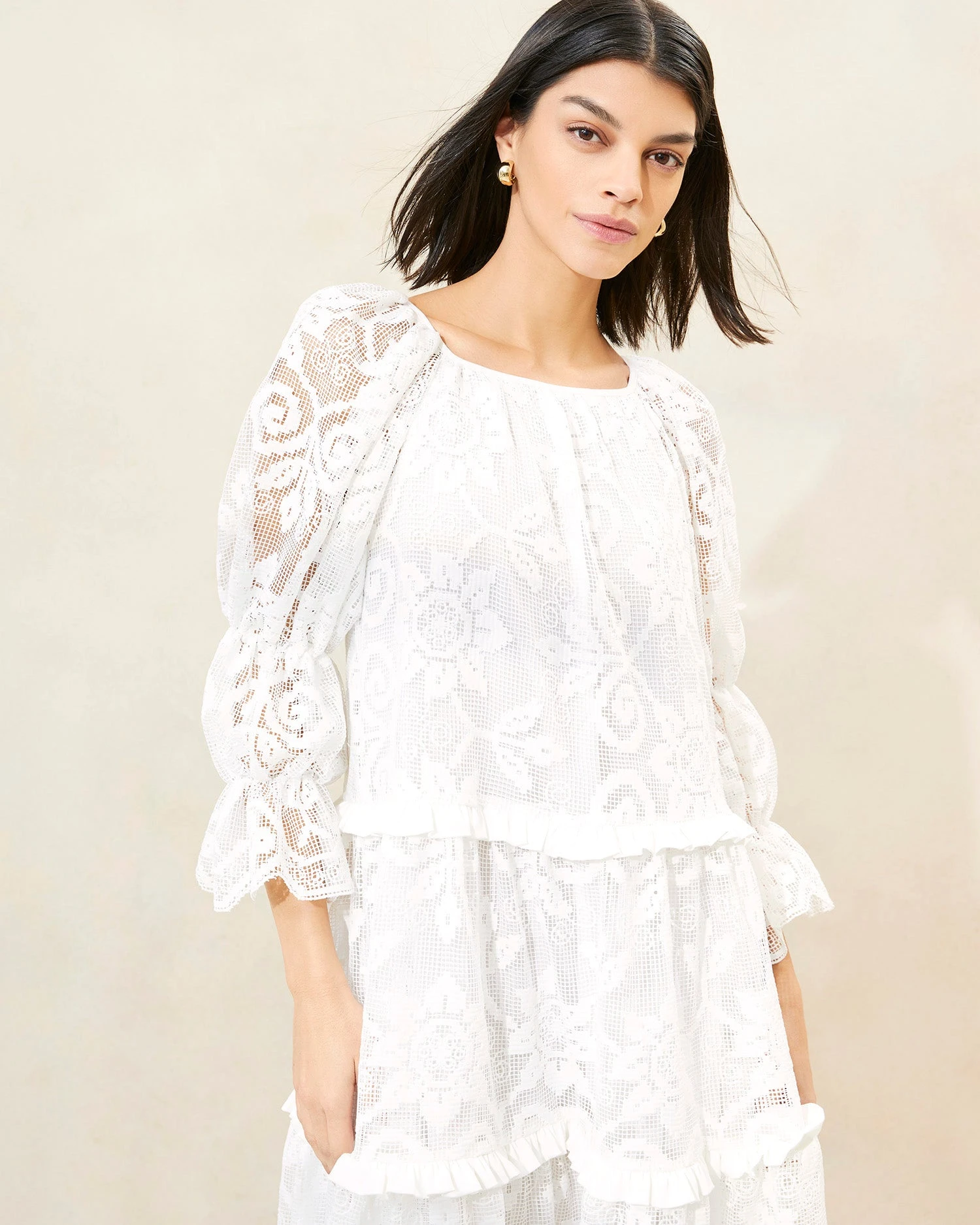 Loeffler Randall Antoinette White Tiered Lace Dress 2 Loeffler Randall Antoinette White Tiered Lace Dress - Image 2
