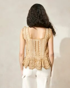 Loeffler Randall Arden Brown Striped Scalloped Blouse -Loeffler Randall ARDEN SE BROST 061copy 588b0f2b 7562 46d2 a62d 34719b7f8657