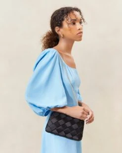 Loeffler Randall Auzeen Black Mini Woven Clutch -Loeffler Randall AUZEEN WSAT BLACK 034copy