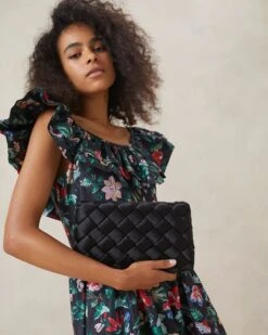 Loeffler Randall Aviva Black Woven Puff Clutch -Loeffler Randall AVIVA WSAT BLACK 5