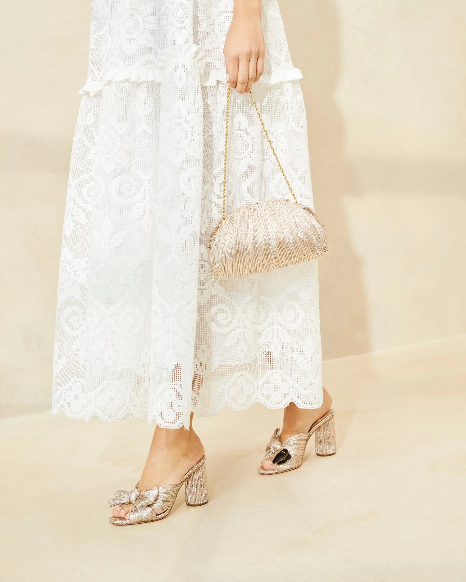 Loeffler Randall Bailey Champagne Pleated Dome Clutch 5 Loeffler Randall Bailey Champagne Pleated Dome Clutch - Image 5