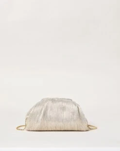 Loeffler Randall Bailey Platinum Pleated Dome Clutch