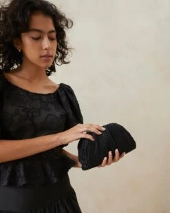 Loeffler Randall Bailey Black Pleated Dome Clutch -Loeffler Randall BAILEY PLFA BLACK 5