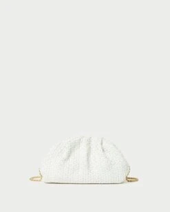 Loeffler Randall Bailey White Raffia Dome Clutch