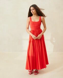 Loeffler Randall 38 Loeffler Randall Bea Poppy Pleated Dress