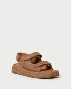 Loeffler Randall Blaise Brown Raffia Platform Sandal