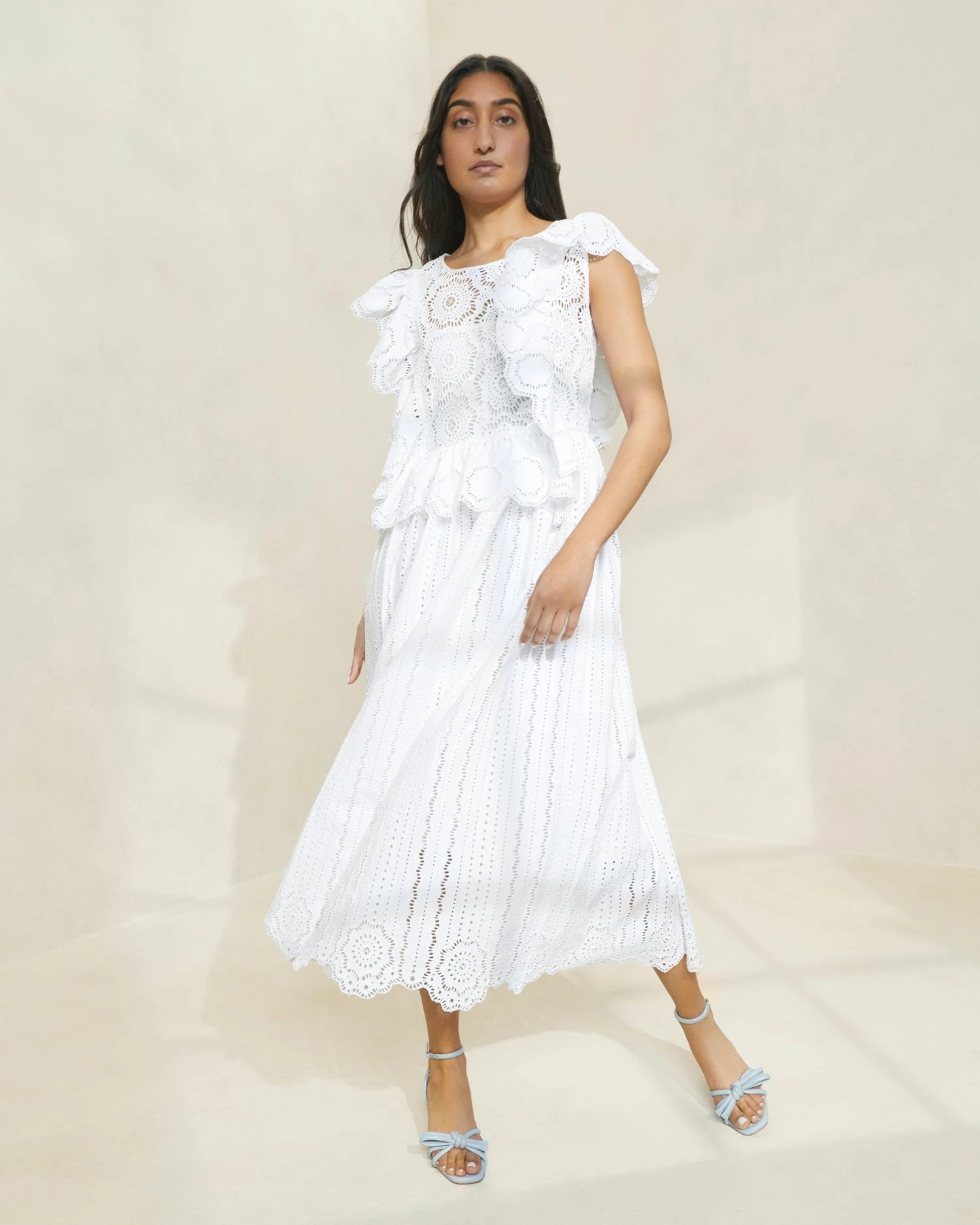 Loeffler Randall Brynn Ivory Flutter-Sleeve Lace Dress 1 Loeffler Randall Brynn Ivory Flutter-Sleeve Lace Dress