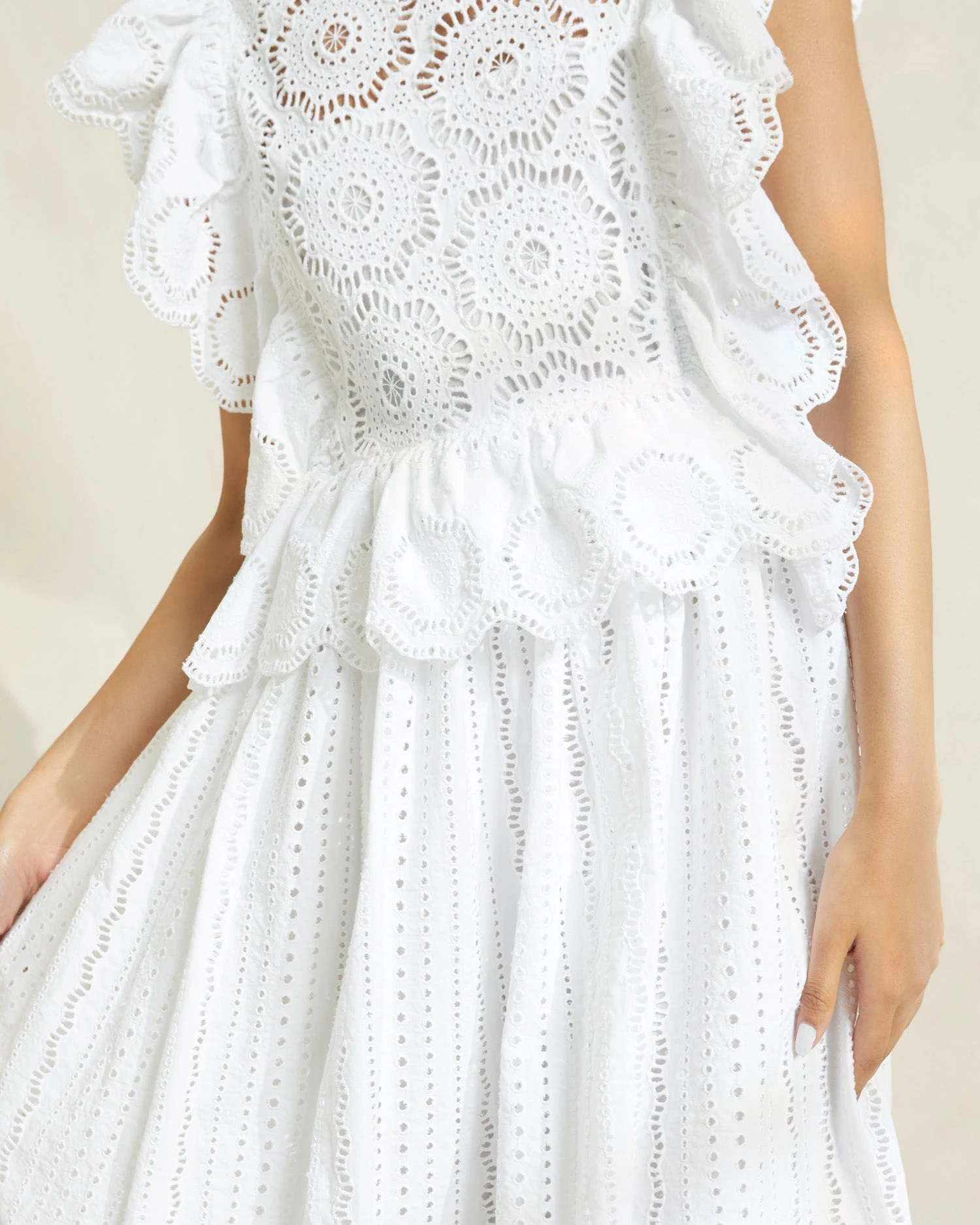 Loeffler Randall Brynn Ivory Flutter-Sleeve Lace Dress 2 Loeffler Randall Brynn Ivory Flutter-Sleeve Lace Dress - Image 2
