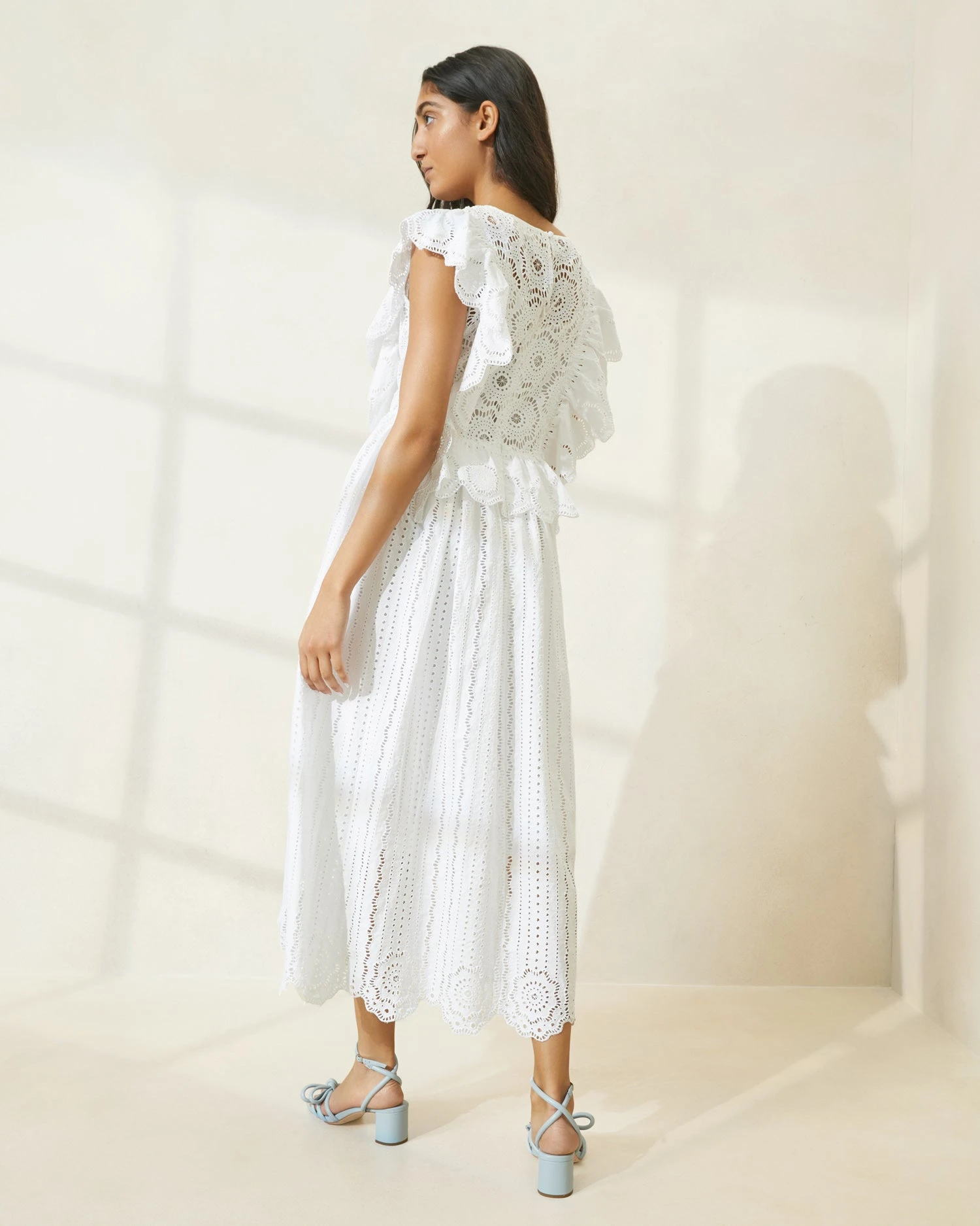 Loeffler Randall Brynn Ivory Flutter-Sleeve Lace Dress 3 Loeffler Randall Brynn Ivory Flutter-Sleeve Lace Dress - Image 3