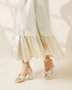 Loeffler Randall Camellia Platinum Pleated Bow Heel -Loeffler Randall CAMELLIA PLA PLATNM 5 c3904098 3cdf 4a80 9be9 6ea731cdc5ef 1
