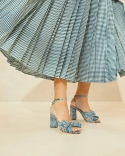 Loeffler Randall Camellia Green Gingham Bow Heel 9 Loeffler Randall Camellia Green Gingham Bow Heel -Loeffler Randall CAMELLIA PLFA MGRGI 007copy