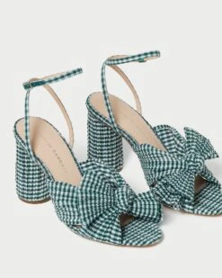 Loeffler Randall Camellia Green Gingham Bow Heel 7 Loeffler Randall Camellia Green Gingham Bow Heel -Loeffler Randall CAMELLIA PLFA MGRGI 3