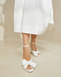 Loeffler Randall Camellia White Pleated Bow Heel 9 Loeffler Randall Camellia White Pleated Bow Heel -Loeffler Randall CAMELLIA PLFV PEARL 5 1