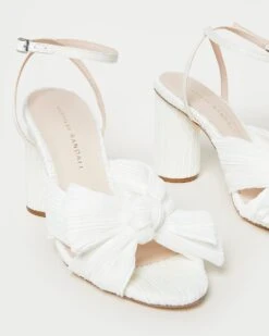 Loeffler Randall Camellia White Pleated Bow Heel 7 Loeffler Randall Camellia White Pleated Bow Heel -Loeffler Randall CAMELLIA PLFV WHITE 3