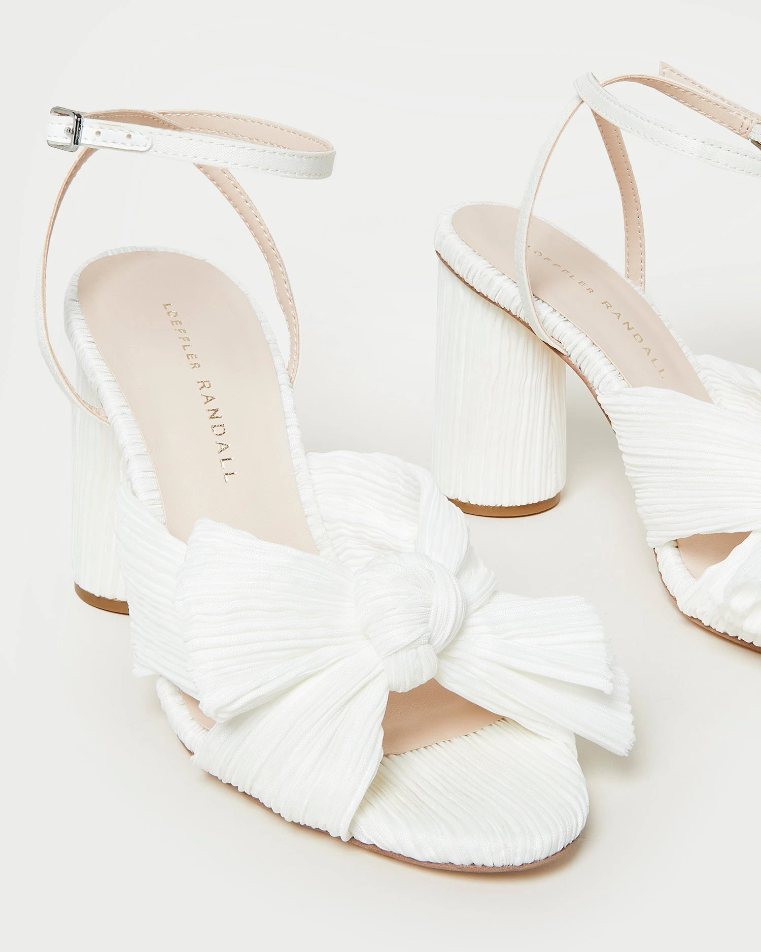 Loeffler Randall Camellia White Pleated Bow Heel 3 Loeffler Randall Camellia White Pleated Bow Heel - Image 3