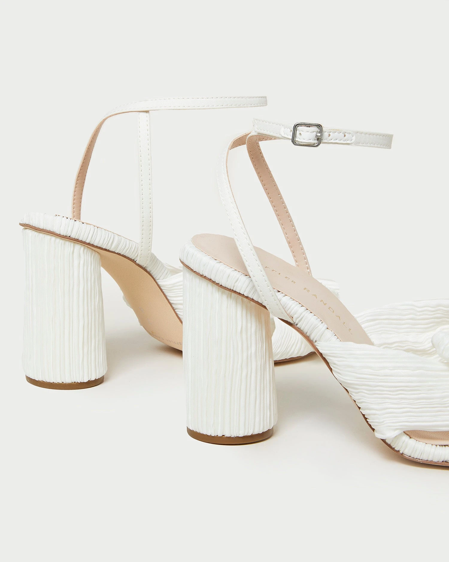 Loeffler Randall Camellia White Pleated Bow Heel 4 Loeffler Randall Camellia White Pleated Bow Heel - Image 4