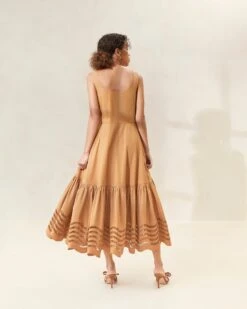 Loeffler Randall Carine Chocolate Embroidered Midi Dress 5 Loeffler Randall Carine Chocolate Embroidered Midi Dress -Loeffler Randall CARMINE CACAO 3