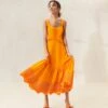 Loeffler Randall Carine Marigold Embroidered Midi Dress