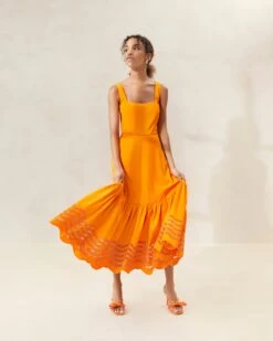 Loeffler Randall 40 Loeffler Randall Carine Marigold Embroidered Midi Dress