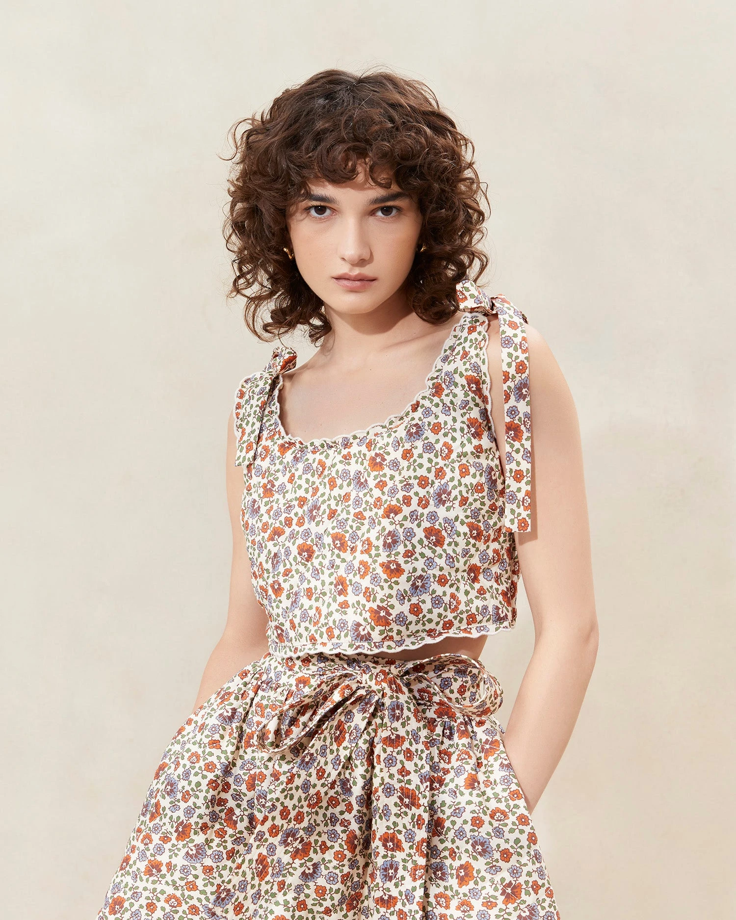 Loeffler Randall Cece Cream Floral Quilted Top 1 Loeffler Randall Cece Cream Floral Quilted Top