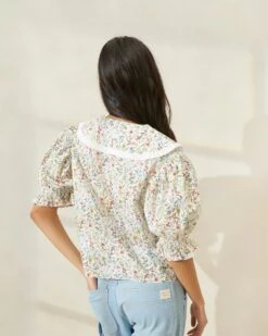 Loeffler Randall Chantal Floral Puff-Sleeve Blouse -Loeffler Randall CHANTAL CCLPM 2533copy2
