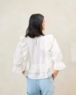 Loeffler Randall Cosima White Heart Embroidery Blouse -Loeffler Randall COSIMA CTN WHITE 089copy b2847433 1cd5 466f 9bf2 bb5fedce9170