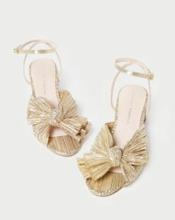 Loeffler Randall Dahlia Gold Pleated Bow Heel -Loeffler Randall DAHLIA PLA GOLD 3