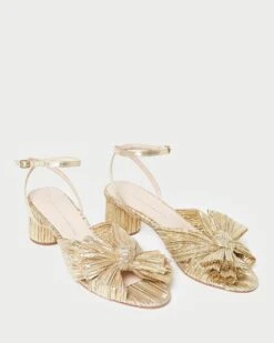 Loeffler Randall Dahlia Gold Pleated Bow Heel -Loeffler Randall DAHLIA PLA GOLD 4