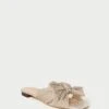 Loeffler Randall Daphne Platinum Pleated Bow Slide