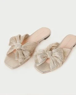 Loeffler Randall Daphne Platinum Pleated Bow Slide -Loeffler Randall DAPHNE PLA PLTNM 3