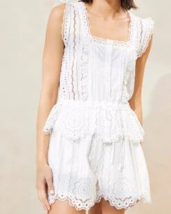 Loeffler Randall Dorian White Scalloped Shorts 5 Loeffler Randall Dorian White Scalloped Shorts -Loeffler Randall DORIAN CTN WHITE 001copy 1