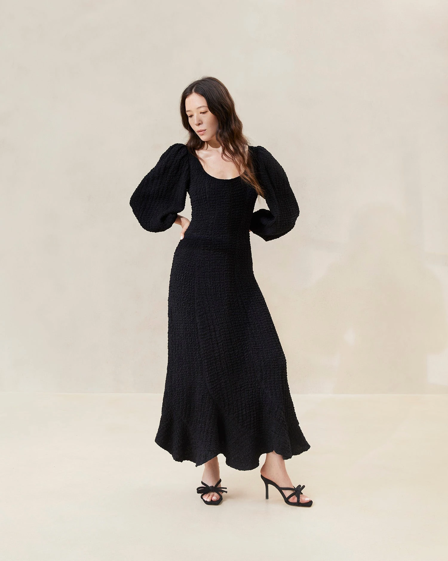 Loeffler Randall Eileen Black Puckered Curve Dress 1 Loeffler Randall Eileen Black Puckered Curve Dress