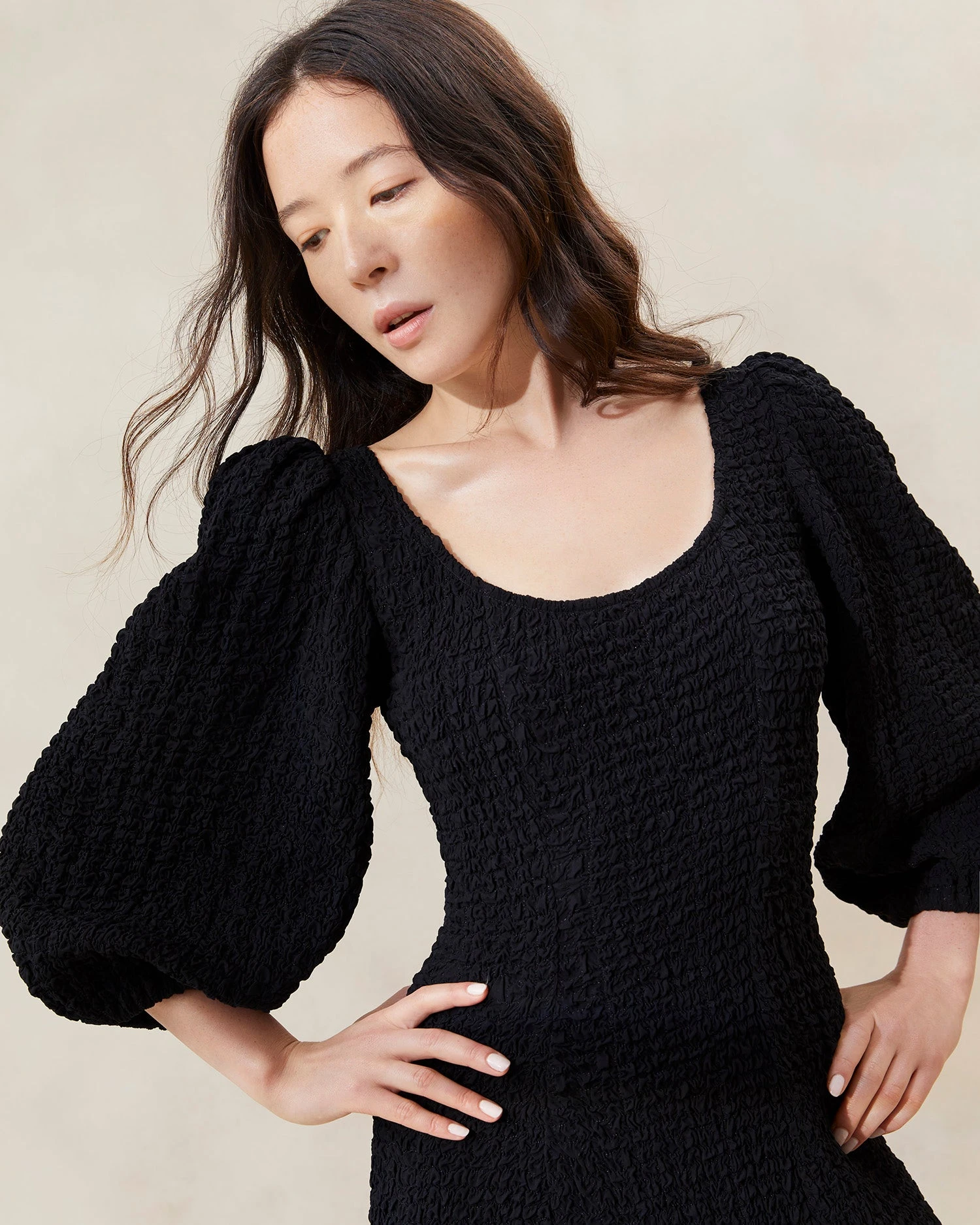 Loeffler Randall Eileen Black Puckered Curve Dress 2 Loeffler Randall Eileen Black Puckered Curve Dress - Image 2