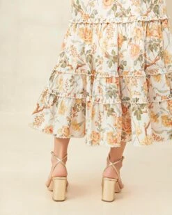 Loeffler Randall Ellie Floral Scalloped Midi Skirt -Loeffler Randall ELLIE CBFFL 125copy2 1