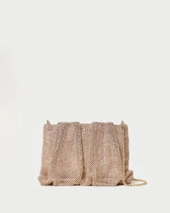 Loeffler Randall Ember Peach Diamanté Gathered Clutch