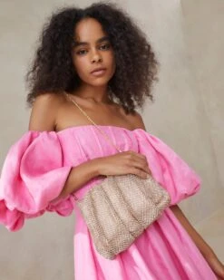 Loeffler Randall Ember Peach Diamanté Gathered Clutch -Loeffler Randall EMBER DIAM LTPEA 5