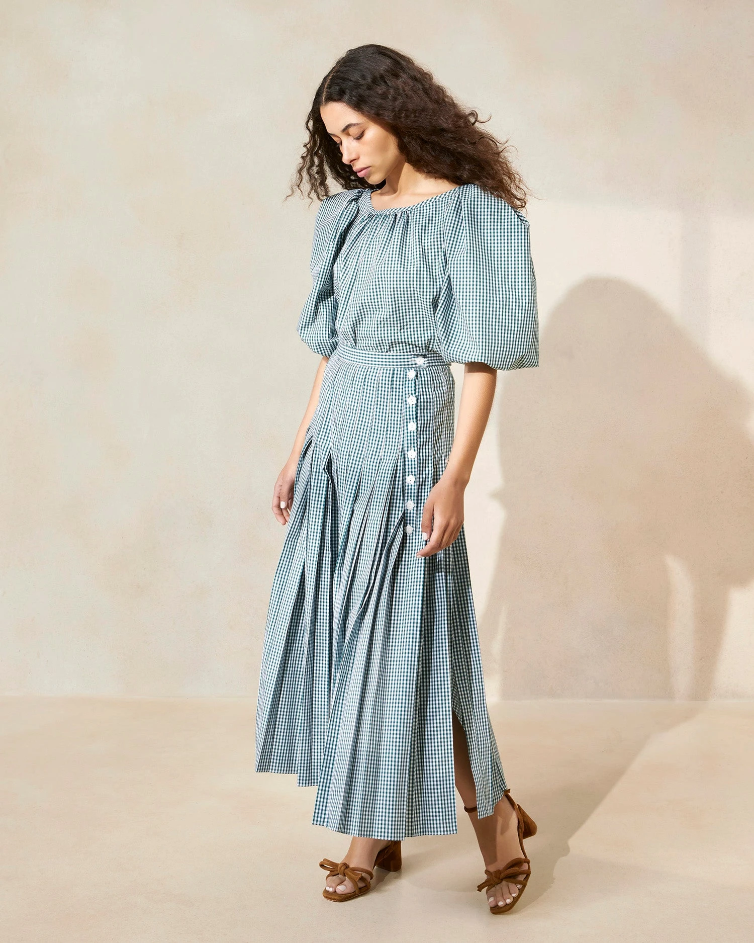 Loeffler Randall Emlyn Green Gingham Pleated Skirt 3 Loeffler Randall Emlyn Green Gingham Pleated Skirt - Image 3