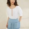 Loeffler Randall Eura Denim Ruffle Pocket Skirt