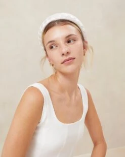 Loeffler Randall Everly Cream Puffy Woven Headband -Loeffler Randall EVERLY SATN CREAM 3