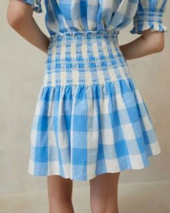 Loeffler Randall Gilles Blue Gingham Smocked Skirt 5 Loeffler Randall Gilles Blue Gingham Smocked Skirt -Loeffler Randall GILLES CRE BLUGI 3 1