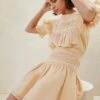 Loeffler Randall Gilles Sand Ecru Smocked Skirt