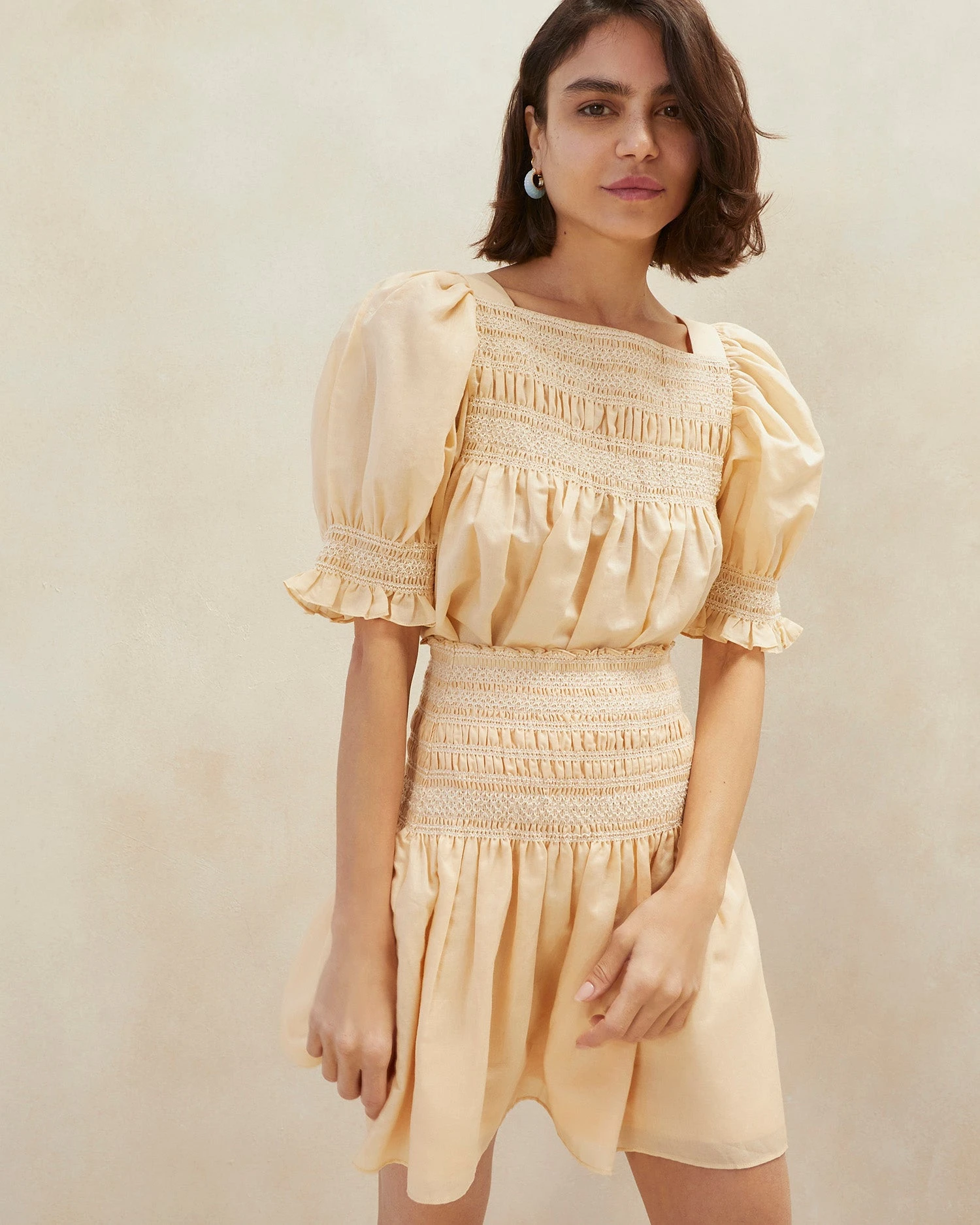 Loeffler Randall Gilles Sand Ecru Smocked Skirt 2 Loeffler Randall Gilles Sand Ecru Smocked Skirt - Image 2