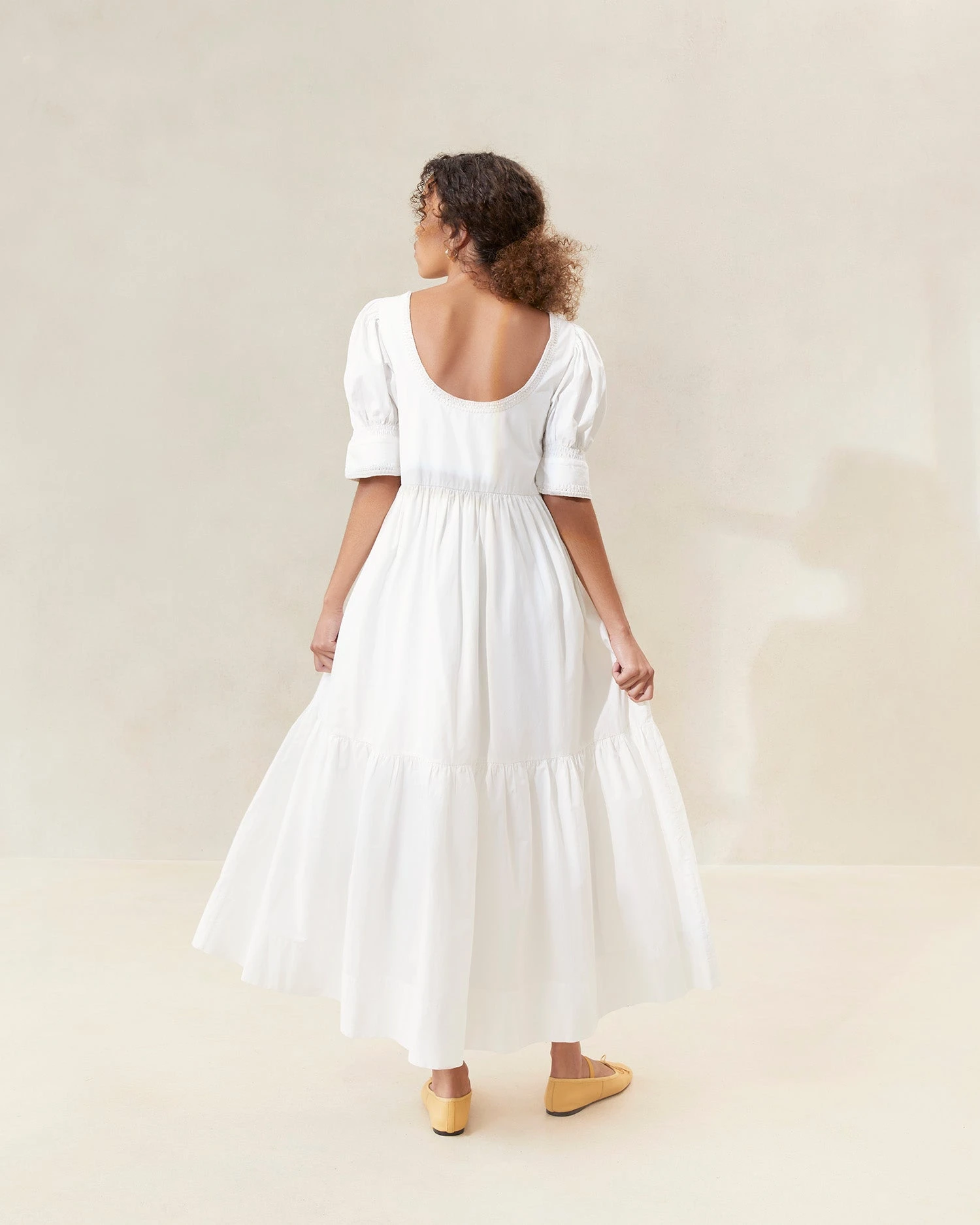 Loeffler Randall Gillian Milk Puff-Sleeve Tiered Dress 3 Loeffler Randall Gillian Milk Puff-Sleeve Tiered Dress - Image 3